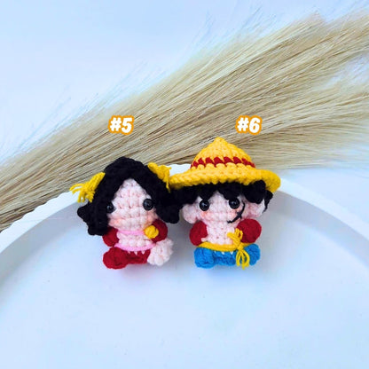 Crochet Anime Pirate Boy Car Hanging, Handmade Amigurumi Rearview Mirror Charm, Cute Crochet Doll Ornament, Pirate Adventure Characters