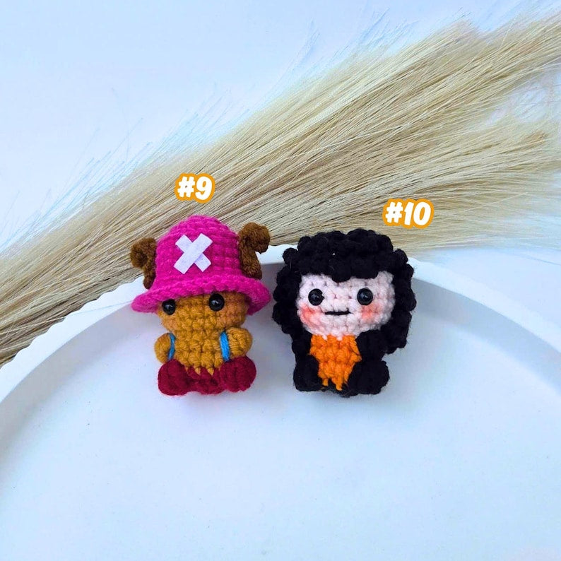 Crochet Anime Pirate Boy Car Hanging, Handmade Amigurumi Rearview Mirror Charm, Cute Crochet Doll Ornament, Pirate Adventure Characters