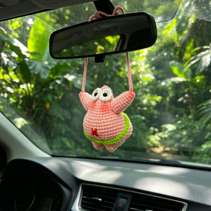 Crochet Hanging Ornament for Car Interior Fun Figure Pendant Vehicle Accessory to liven up automobile inner decorative hanging piece