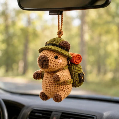 Capybara Crochet Car Hanging Ornament, Rearview Mirror Charm, Cute Amigurumi Animal Car Decor, Handmade New Driver Gift, Choose Your Animal