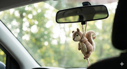 Capybara Crochet Car Hanging Ornament, Rearview Mirror Charm, Cute Amigurumi Animal Car Decor, Handmade New Driver Gift, Choose Your Animal