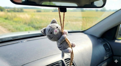 Capybara Crochet Car Hanging Ornament, Rearview Mirror Charm, Cute Amigurumi Animal Car Decor, Handmade New Driver Gift, Choose Your Animal