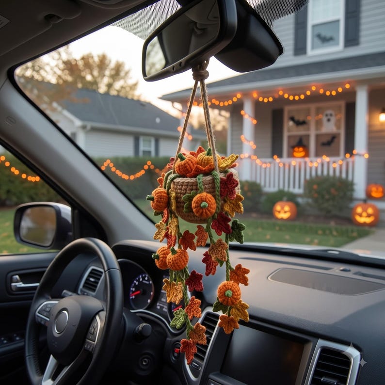 Crochet Hanging Basket with Pumpkins | Handmade Amigurumi Halloween Decoration
