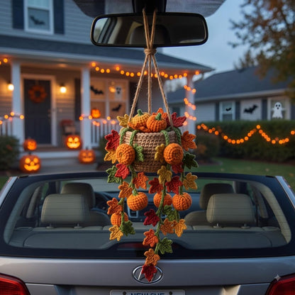 Crochet Hanging Basket with Pumpkins | Handmade Amigurumi Halloween Decoration