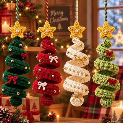 Crochet Christmas Tree Ornament, Spiral Christmas Hanging, Handmade Xmas Tree Decor, Holiday Ornament, Christmas Gift