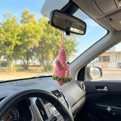 Crochet Patrick Star Car Mirror Charm | SpongeBob Kawaii Car Accessory Gift