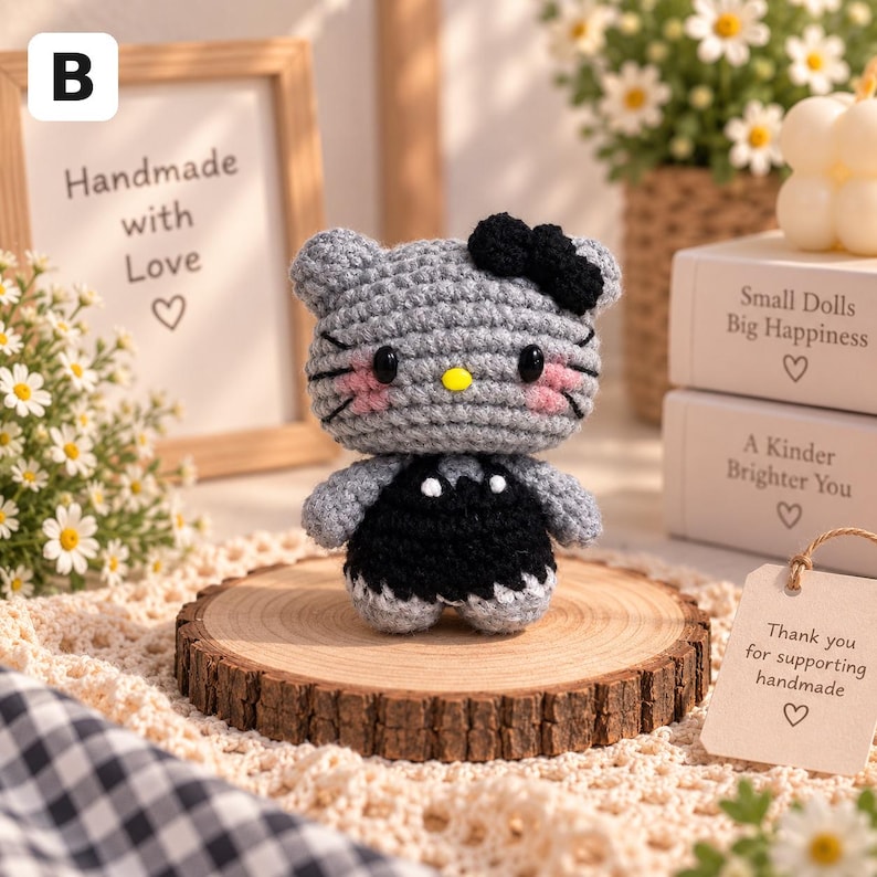 Handmade Crochet Kitty Keychain, Crochet Keychain, Amigurumi Plush Bag Charm, Gift For Her, Cute Kitty, Crochet Cat, Plushie Keychain