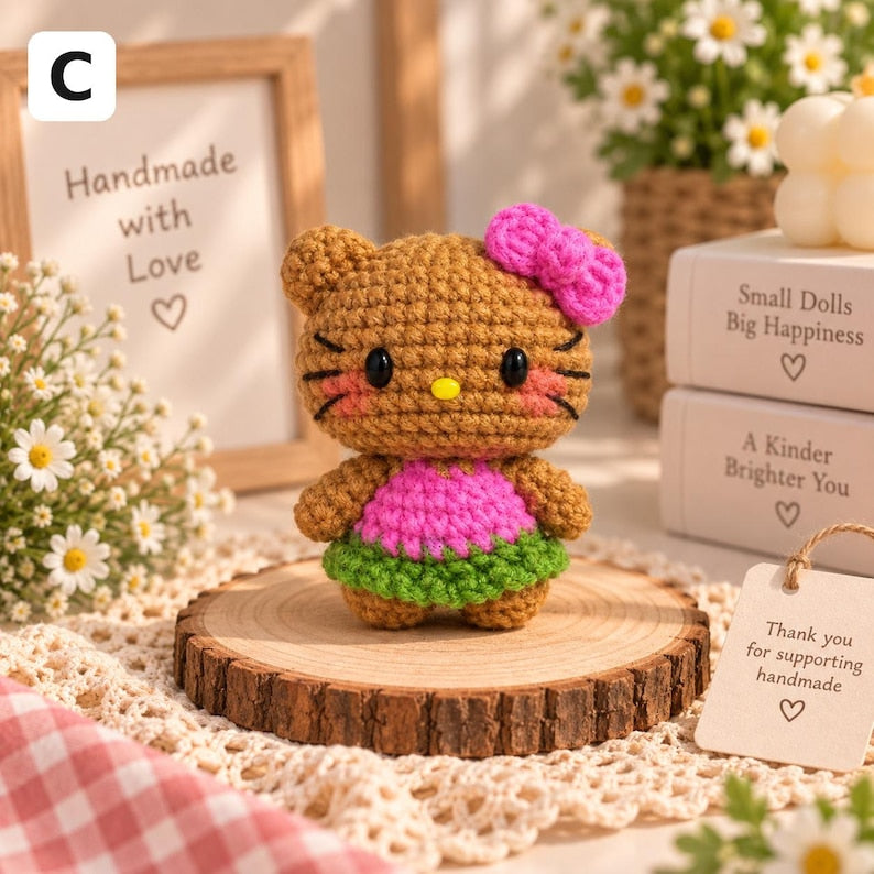 Handmade Crochet Kitty Keychain, Crochet Keychain, Amigurumi Plush Bag Charm, Gift For Her, Cute Kitty, Crochet Cat, Plushie Keychain
