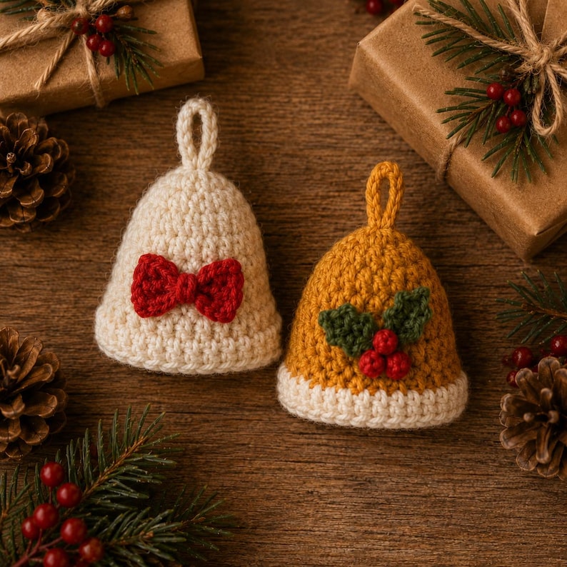 Crochet Christmas Hat Ornament, Mini Winter Hat Decor, Handmade Xmas Tree Ornament, Holiday Gift, Crochet Hat Charm, Christmas Decor