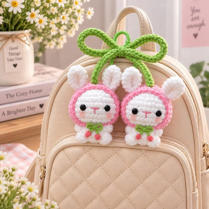 Cute Crochet Bear Keychain, Handmade Amigurumi Bear Bag Charm, Kawaii Teddy Keyring, Gift for Her, Cute Backpack Charm