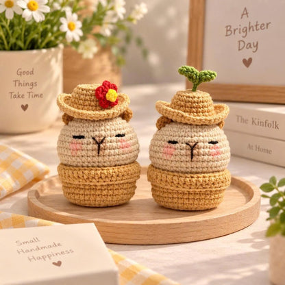 Crochet Capybara with Basket: Handmade Acrylic Plush Toy