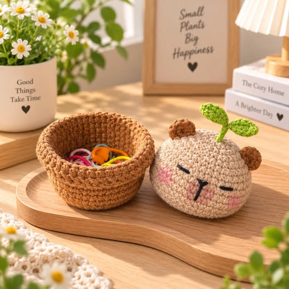 Crochet Capybara with Basket: Handmade Acrylic Plush Toy