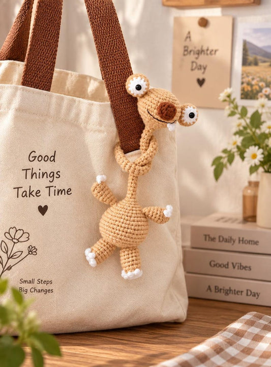 Sid the Sloth Amigurumi, Crochet Sloth, Ice Age Character Crochet, Gift For Her, Bag Charm, Long Neck Sloth, Crochet Sid Keychain, Sid Lover