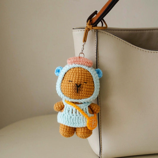 Handmade crocheted hanging figurine bag charm decor everyday creative accessory fun birthday gift for your girlfriend for joyful casual days