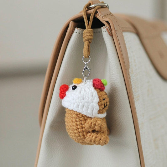Handmade crocheted bag charm creative kids gift decorative hanging trinket companion figurine for playful everyday holiday moments