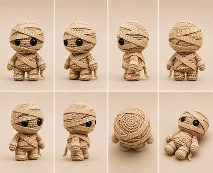 Halloween Crochet Dolls: Green Monster, Vampire, Mummy, Pumpkin & Skeleton, 12 cm Amigurumi Decor