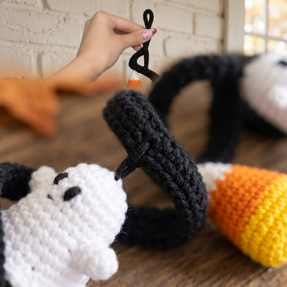 Crochet Spiral Hanging Garland, Halloween Ghost and Candy Corn Decor