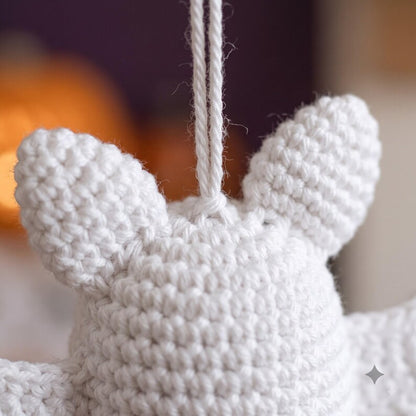 Handmade Crochet Bat Halloween Ornament with Spiral Tail