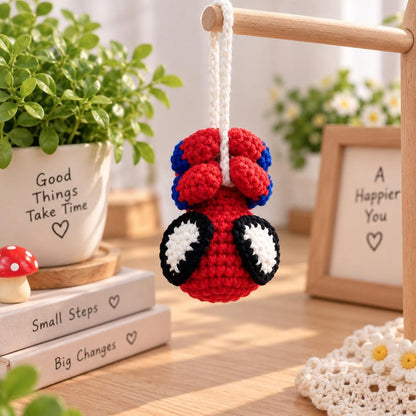 Crochet Spider Car Hanging, Cute Hero Hanging From Mirror, Spider Decoration, Spider Amigurumi, Plush Spider Car Charm, Gifts For Him Her