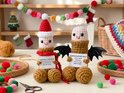 Funny Crochet Christmas Plush, Handmade Holiday Gift, Silly Crochet Doll, Unique Christmas Gift, Stocking Stuffer, Funny Gift