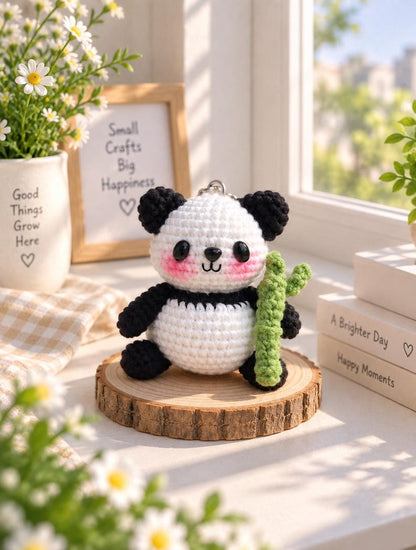 Cute Crochet Panda Keychain, Amigurumi Panda Charm, Kawaii Panda Plush Keyring, Handmade Animal Gift, Bag Charm Accessory, Crochet Keychain