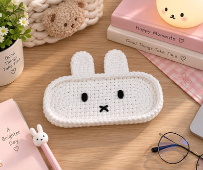 Crochet Bunny, Bear, Kitty Glasses Holder: Acrylic Yarn Bear Eyeglass Tray, Crochet Glasses Holder