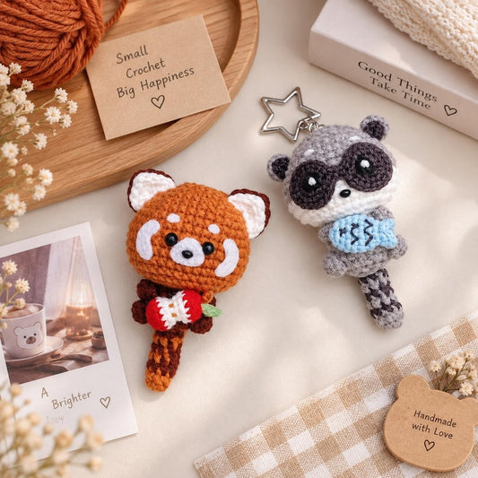 Crochet Raccoon Keychain, Crochet Red Panda Keychain, Baby Raccoon Plush Toy Keychain, Raccoon Stuffed Animal, Raccoon Cute Gifts