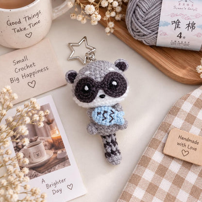 Crochet Raccoon Keychain, Crochet Red Panda Keychain, Baby Raccoon Plush Toy Keychain, Raccoon Stuffed Animal, Raccoon Cute Gifts