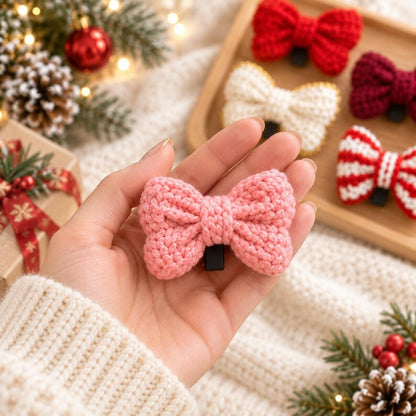 Crochet Christmas Bow Vent Clip, Handmade Car Vent Decor, Holiday Car Accessory, Christmas Car Decoration, Cute Bow Car Clip, Xmas Gift