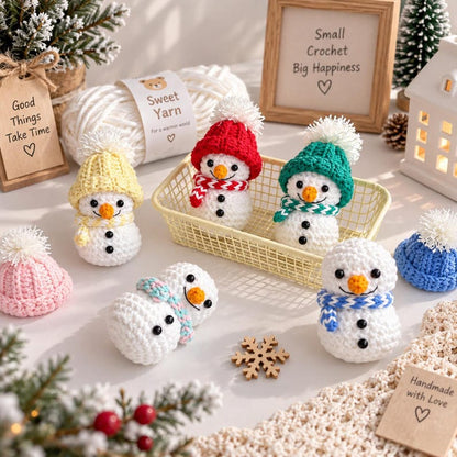 Crochet Snowman, Handmade Christmas Decor, Cute Snowman Ornament, Winter Table Decoration, Holiday Gift, Christmas Gift for Her