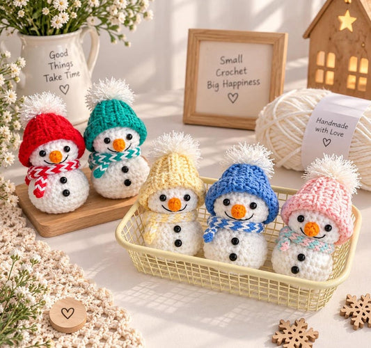 Crochet Snowman, Handmade Christmas Decor, Cute Snowman Ornament, Winter Table Decoration, Holiday Gift, Christmas Gift for Her