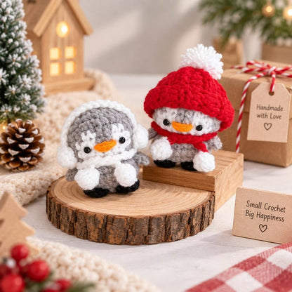Crochet Penguin, Handmade Christmas Penguin Decor, Cute Winter Ornament, Amigurumi Penguin, Holiday Gift, Stocking Stuffer, Christmas Gift