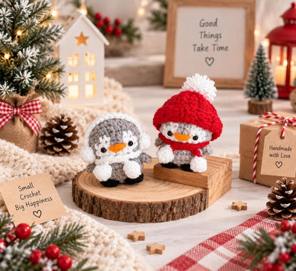Crochet Penguin, Handmade Christmas Penguin Decor, Cute Winter Ornament, Amigurumi Penguin, Holiday Gift, Stocking Stuffer, Christmas Gift