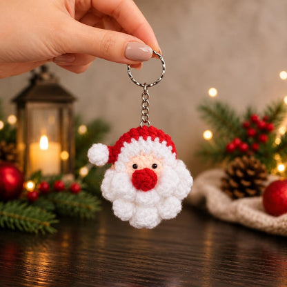 Santa Claus Crochet Keychain | Christmas Ornament, Bag Charm, Tree Decor, Stocking Stuffer, Xmas Gift