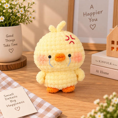 Cute Crochet Duck Plush, Handmade Amigurumi Duck Toy, Kawaii Yellow Duck & White Duck, Mini Crochet Animal, Gift for Duck Lovers, Angry Duck