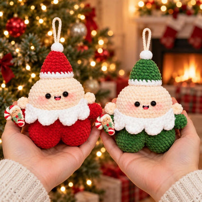 Crochet Christmas Ornament | Handmade Amigurumi Tree Decoration | Red or Green Holiday Gift