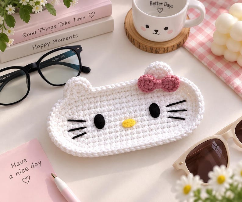 Crochet Bear Glasses Holder, Teddy Bear Eyeglass, Gift For Him, Gift For Her, Kitty Glasses Holder, Bear Case Holder, Miffy Glasses Holder