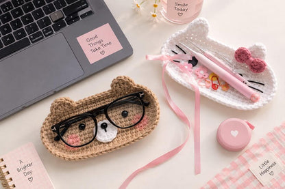 Crochet Bear Glasses Holder, Teddy Bear Eyeglass, Gift For Him, Gift For Her, Kitty Glasses Holder, Bear Case Holder, Miffy Glasses Holder
