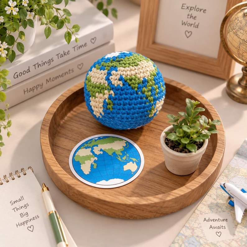 Crochet Earth Keychain, Amigurumi Globe Keyring, Project Hail Maryi As Seen In The Movie, Mini Planet Earth Bag Charm, Earth Day Gift