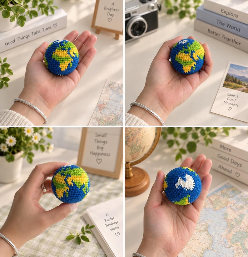 Crochet Earth Keychain, Amigurumi Globe Keyring, Project Hail Maryi As Seen In The Movie, Mini Planet Earth Bag Charm, Earth Day Gift