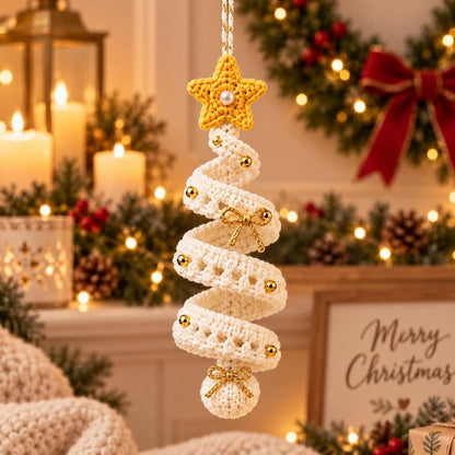 Crochet Christmas Tree Ornament, Spiral Christmas Hanging, Handmade Xmas Tree Decor, Holiday Ornament, Christmas Gift