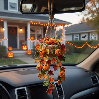 Crochet Hanging Basket with Pumpkins | Handmade Amigurumi Halloween Decoration