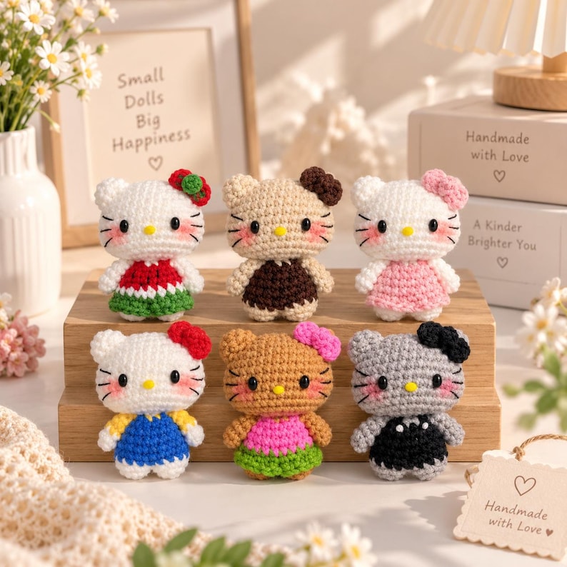 Handmade Crochet Kitty Keychain, Crochet Keychain, Amigurumi Plush Bag Charm, Gift For Her, Cute Kitty, Crochet Cat, Plushie Keychain