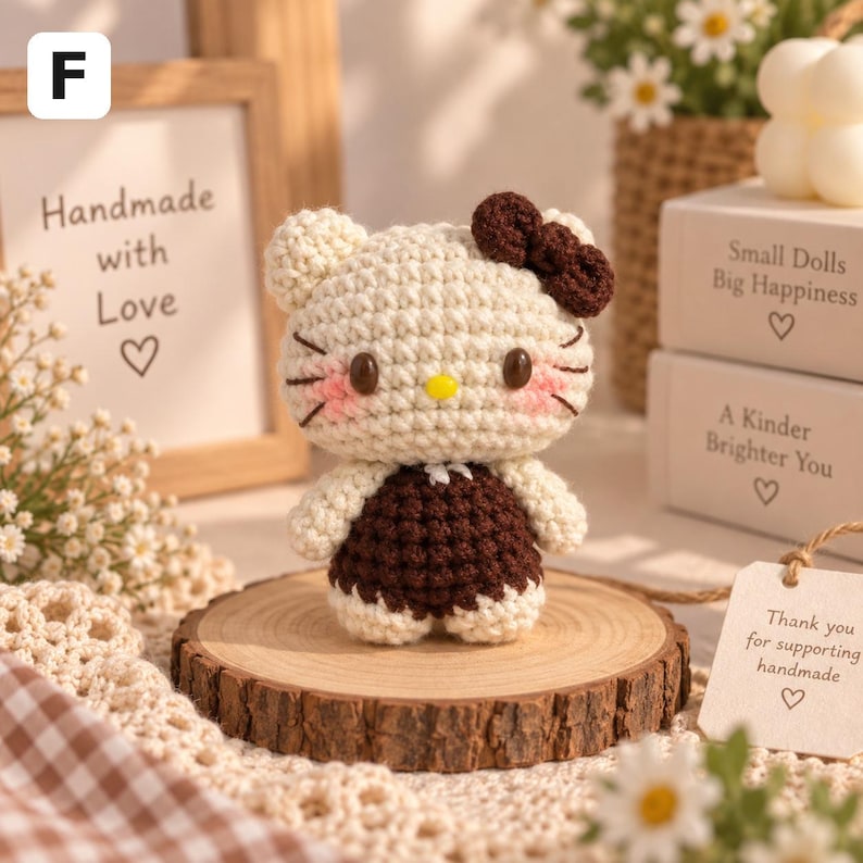 Handmade Crochet Kitty Keychain, Crochet Keychain, Amigurumi Plush Bag Charm, Gift For Her, Cute Kitty, Crochet Cat, Plushie Keychain