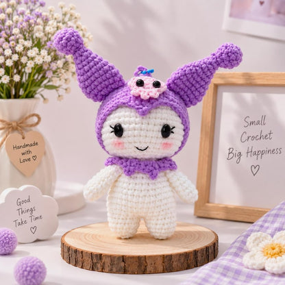 Handmade Crochet Kuromi Plush, Amigurumi Kuromi, Kuromi Crochet Doll, Kuromi Plushie Kuromi Keychain, Kawaii Sanrio Bag Charm, Gift for Her