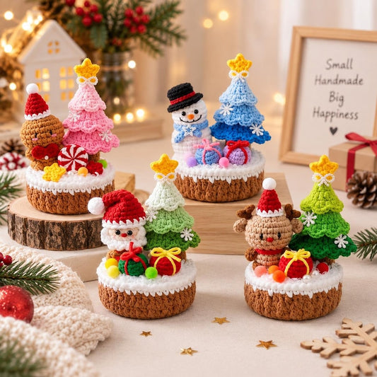 Crochet Christmas Decor, Handmade Christmas Table Decoration, Mini Christmas Tree, Santa Snowman Reindeer, Holiday Gift, Christmas Decor