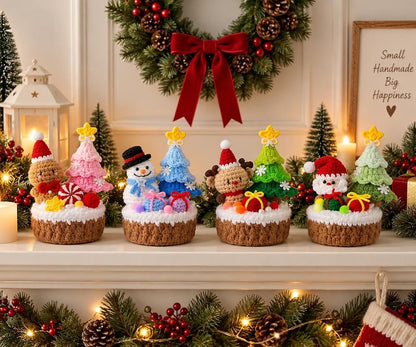 Crochet Christmas Decor, Handmade Christmas Table Decoration, Mini Christmas Tree, Santa Snowman Reindeer, Holiday Gift, Christmas Decor
