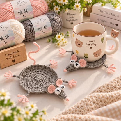 Handmade Animal Coaster, Funny Crochet Coaster, Cute Mug Rug - Unique Gift, Desk Decor, Gift for Her, Housewarming Gift