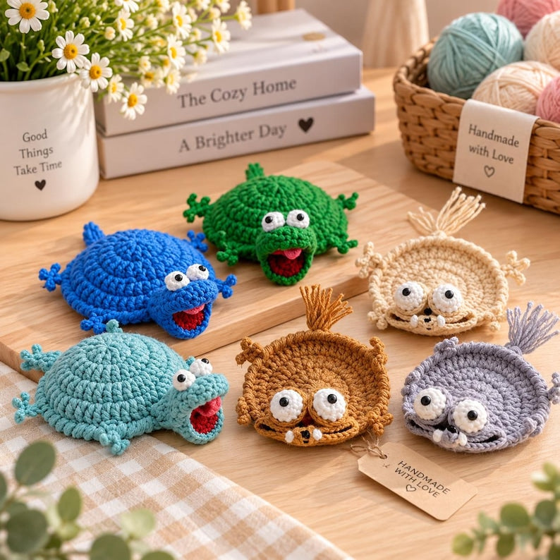 Handmade Animal Coaster, Funny Crochet Coaster, Cute Mug Rug - Unique Gift, Desk Decor, Gift for Her, Housewarming Gift