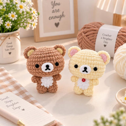 Cute Crochet Bear Keychain, Handmade Amigurumi Bear Bag Charm, Kawaii Teddy Keyring, Gift for Her, Cute Backpack Charm